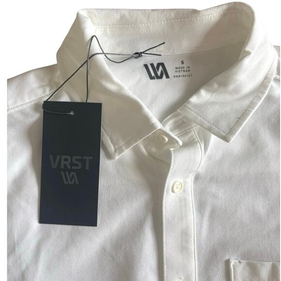 VRST Men’s Refined Knit Long sleeve button down shirt pure white small NWT - Picture 5 of 6